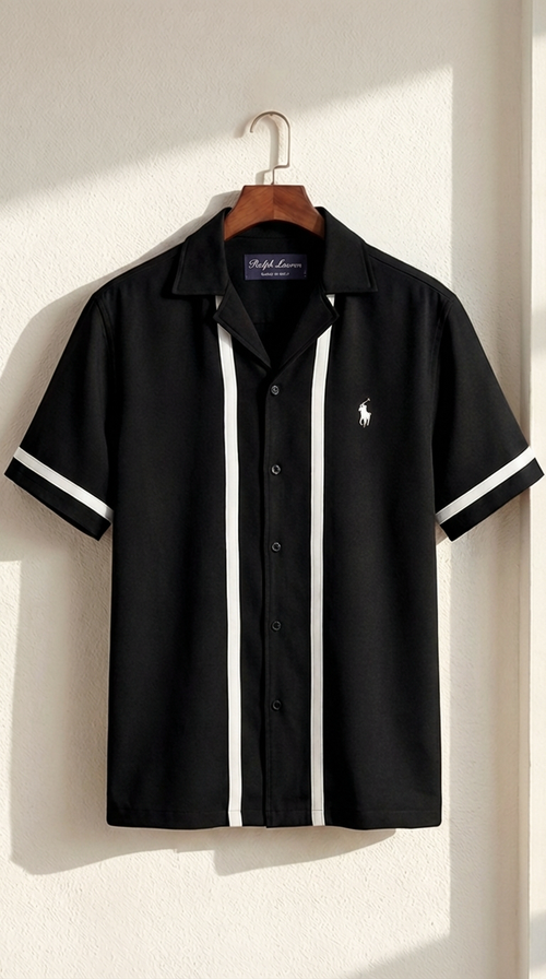 Chemise à manches courtes à rayures blanches